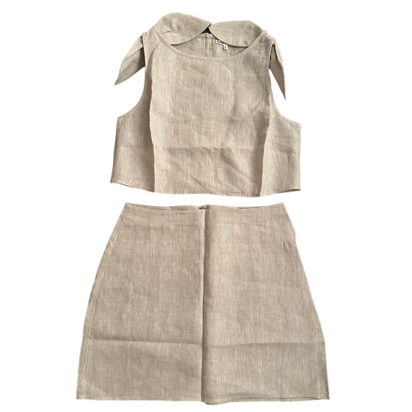 NEW Reformation Farley Linen Two Piece Matching Set in Beige Oat | size 4 - Picture 9 of 9